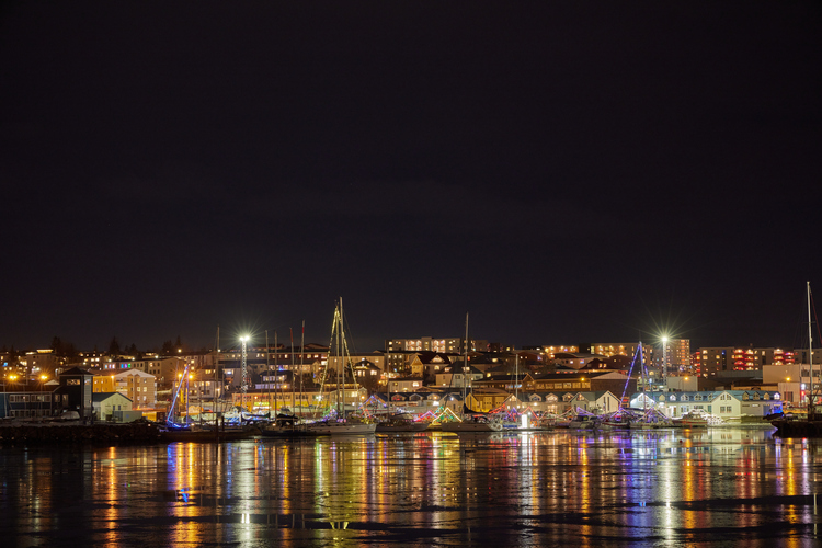 Flensborgarhöfn - skreytt, kvöld